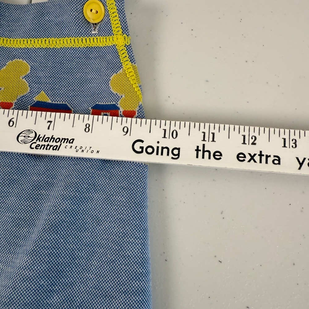 Vintage Carters‎ Kids Blue Train Overalls 24 Months Romper Jumper Snap Button - Picture 9 of 9
